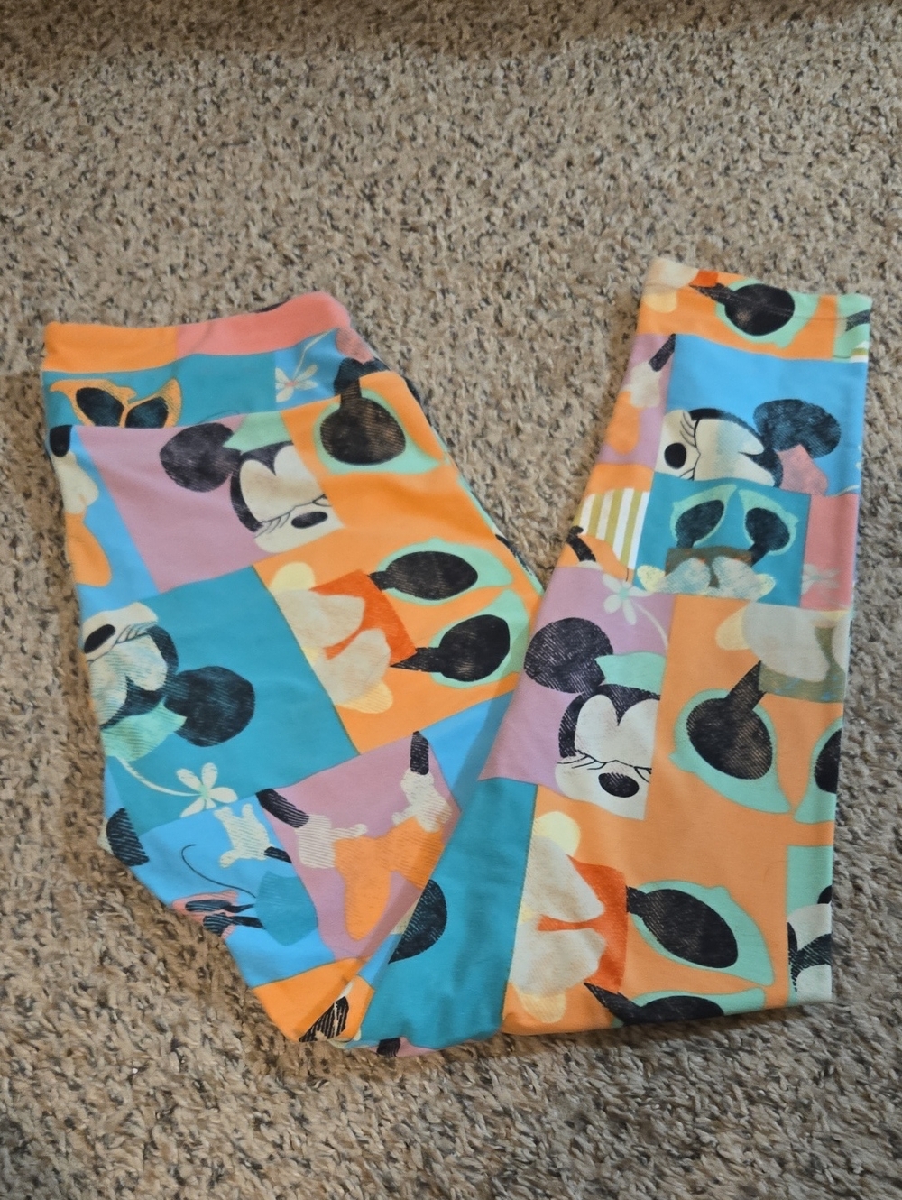 Girls' Multicolor Cartoon Patchwork Leggings
